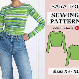 Shirt sewing pattern | Blouse sewing pattern | Pdf sewing pattern | Long sleeve Shirt | Size xs-xl |  Pdf sewing pattern