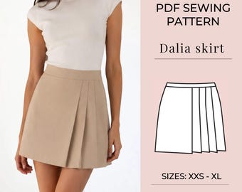 Patrón de minifalda / Patrón de falda plisada / Patrón de falda en PDF / Patrón de minifalda para mujer