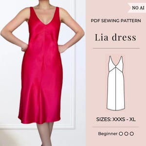 Slip dress pattern | Pdf sewing pattern | Midi dress pattern | Women dress pattern | satin dress pattern