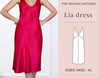 Slip Dress Schnittmuster | Pdf Schnittmuster | Midi Kleid Schnittmuster | Frauen Kleid Schnittmuster | Satin-Kleiderschnitt
