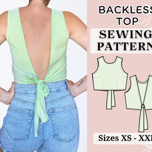 Women top pattern | Pdf sewing pattern | Backless Top pattern | Tie top pattern | Top sewing pattern | Shirt  pattern | tank top pattern