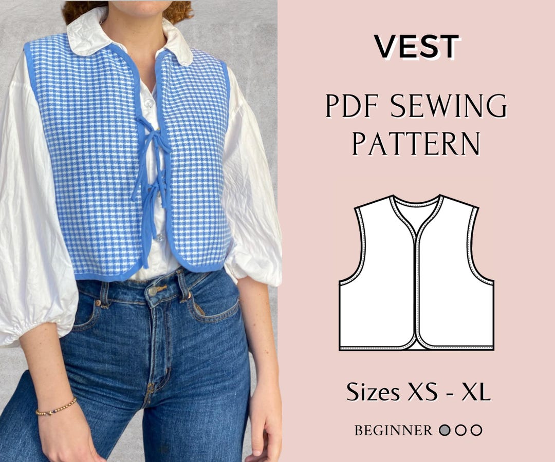 Vest PDF Sewing Pattern | Pdf Sewing Pattern | | Tie Top Pattern | Top ...