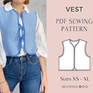 Vest PDF Sewing Pattern | Pdf sewing pattern | | Tie top pattern | Top sewing pattern | women sewing pattern | Quilted vest