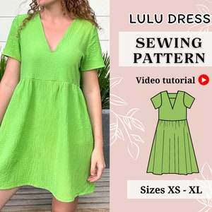 Dress Sewing Pattern || Pdf sewing pattern || Short Summer Dress Pattern || Casual dress || Instant Download A4 || Mini dress pattern