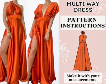 Women dress pattern | Pdf sewing pattern | Multi way dress pattern | Tie dress pattern | dress sewing pattern