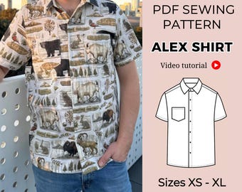 Men's Shirt Sewing Pattern (PDF) | Sizes XS-XL