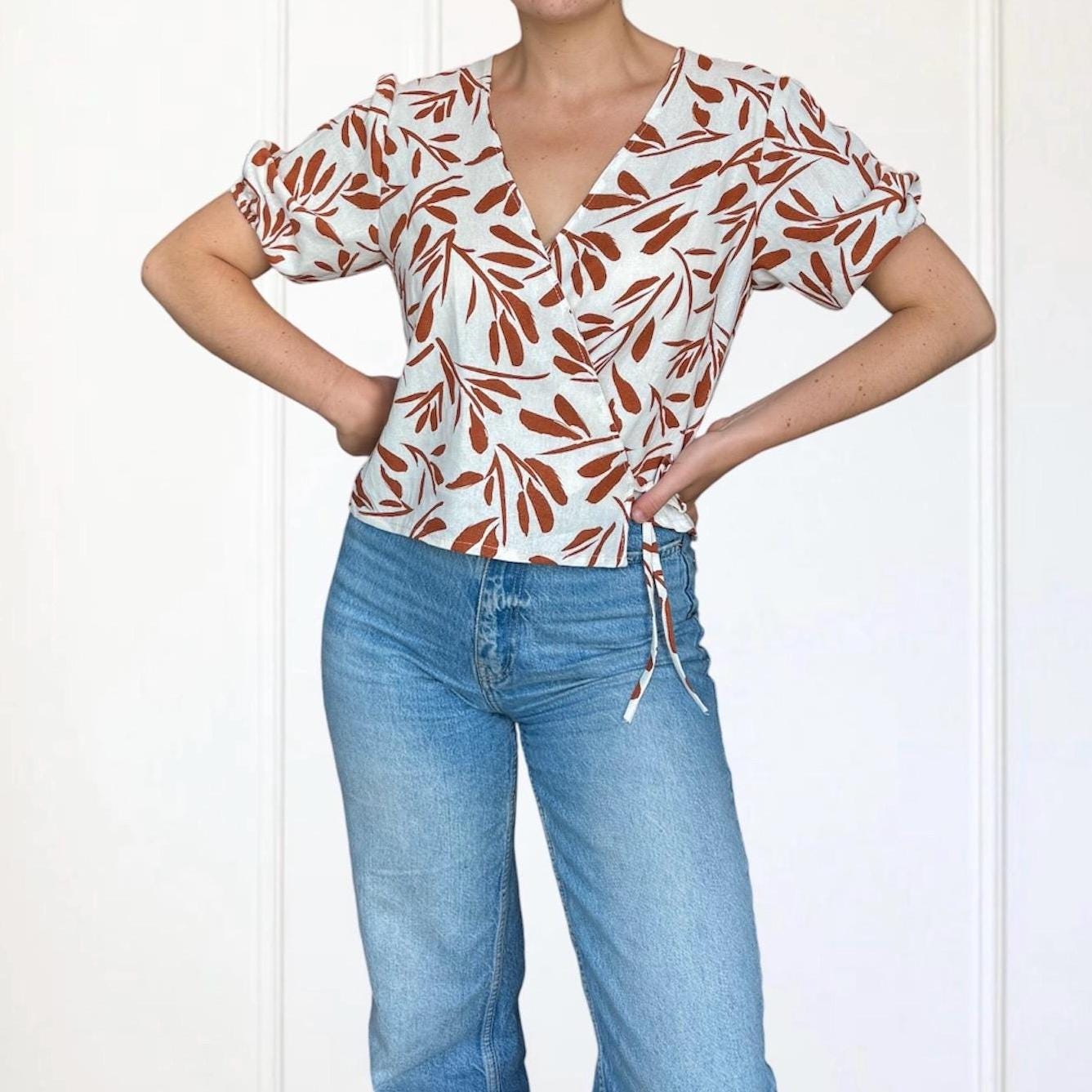 Pdf Sewing Pattern | Women Top Pattern| Puffed Sleeve Peplum Tie Top ...