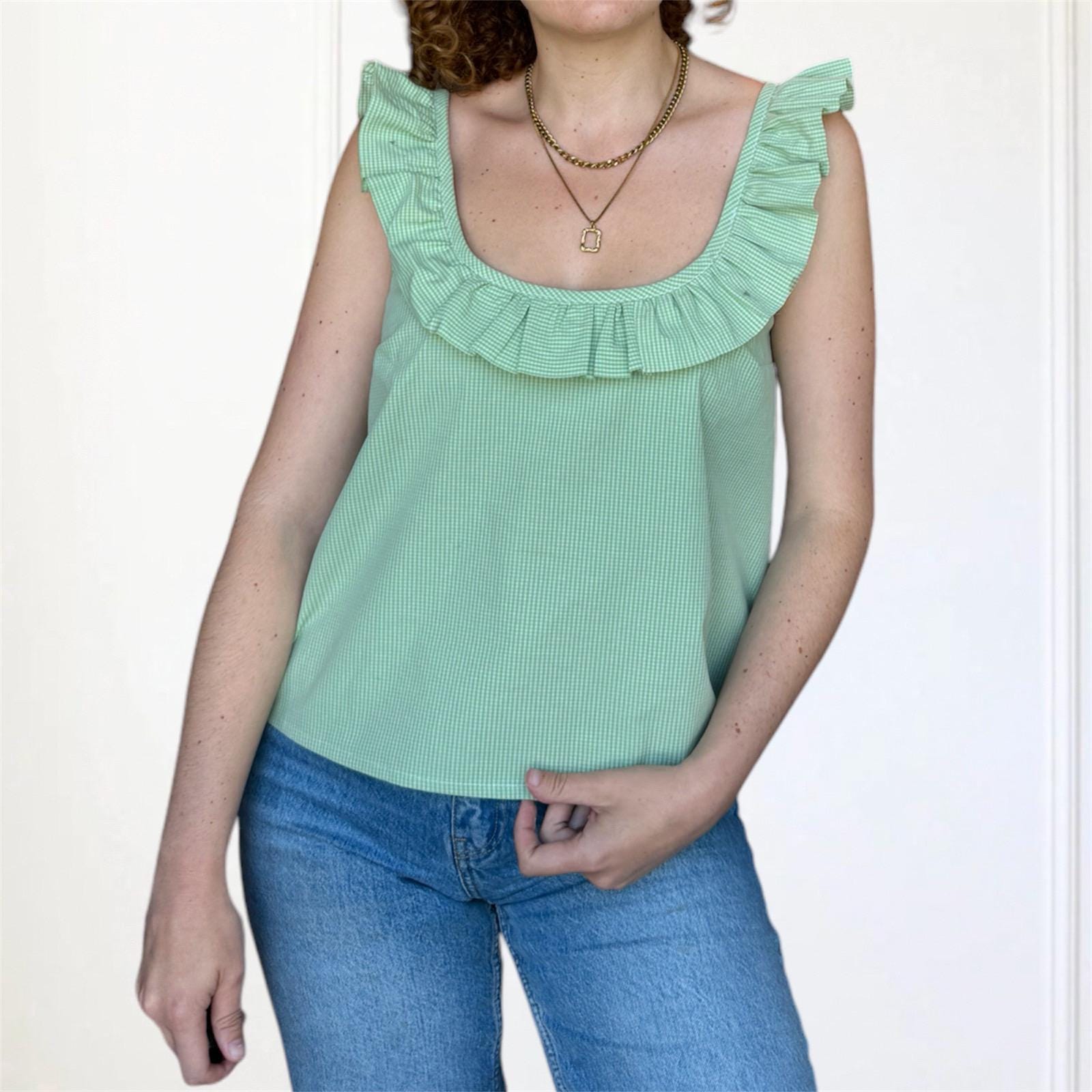 Women Top Pattern | Pdf Sewing Pattern | Puffed Sleeve Peplum Tie Top ...