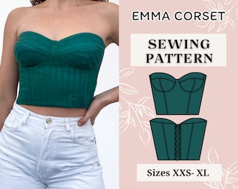Corset sewing pattern / Talla XSS-XL / Patrón Corset / Patrón de costura / Patrones Bustier / Patrón de costura pdf