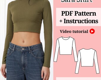 Shirt sewing pattern | Blouse sewing pattern | Pdf sewing pattern | Long sleeve Shirt | Size xs-xl