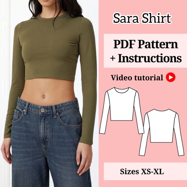 Shirt sewing pattern | Blouse sewing pattern | Pdf sewing pattern | Long sleeve Shirt | Size xs-xl