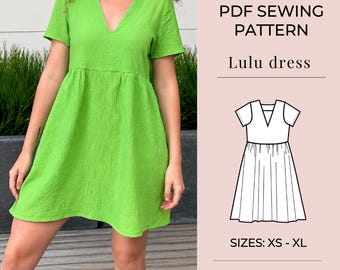 Dress Sewing Pattern | Pdf sewing pattern | Short Summer Dress Pattern | Casual dress | Mini dress pattern
