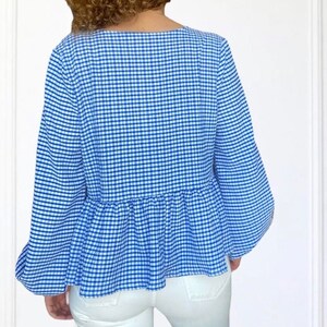 Women Top Pattern | Pdf Sewing Pattern | Puffed Sleeve Peplum Tie Top ...