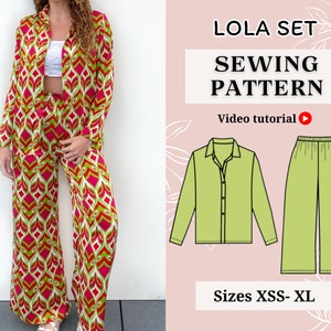 Pdf sewing pattern || Size XS-XL || Shirt Pattern || Pants pattern || Set pattern || womens pattern || Instant dowland 4A