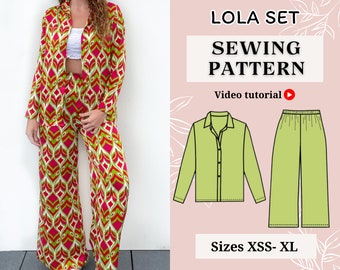 Pdf sewing pattern || Size XS-XL || Shirt Pattern || Pants pattern || Set pattern || womens pattern || Instant dowland 4A