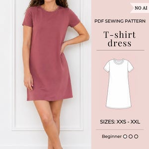 T-Shirt Dress Sewing Pattern | Pdf sewing pattern | Dress Sewing pattern | Women's Sewing Pattern | Tee dress | Instant dowland