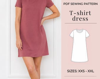 T-Shirt Dress Sewing Pattern | Pdf sewing pattern | Dress Sewing pattern | Women's Sewing Pattern | Tee dress | Instant dowland
