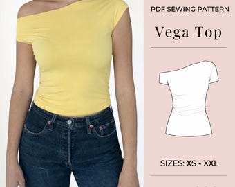 Pdf sewing pattern | Women top pattern | Top sewing pattern | Asymmetrical top pattern