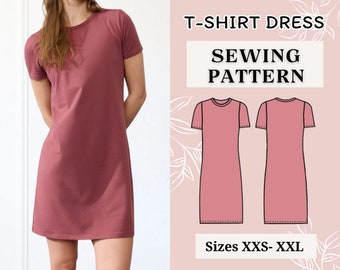 T-Shirt Dress Sewing Pattern | Pdf sewing pattern | Dress Sewing pattern | Women's Sewing Pattern | Tee dress | Instant dowland