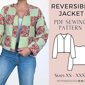 Jacket pattern | Pdf sewing pattern | Coat Sewing Pattern | Reversible jacket | women sewing pattern | Quilted jacket | Cardigan pattern