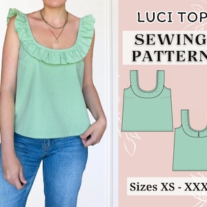 Top pour femme | Patron de couture PDF | Top à nouer à basque et à manches bouffantes | Modèle à nouer | Patron de couture haut | Patron de couture chemise