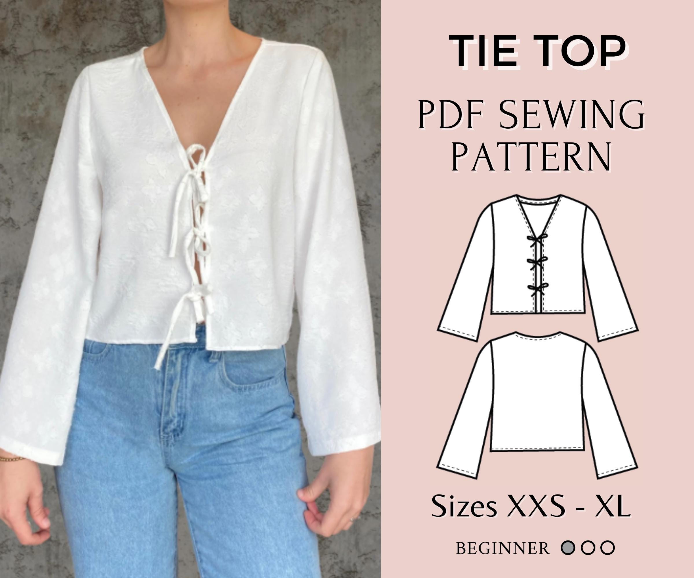Women top pattern | Pdf sewing pattern | Puffed Sleeve Peplum tie Top pattern | Tie top pattern | Top sewing pattern | Shirt sewing pattern