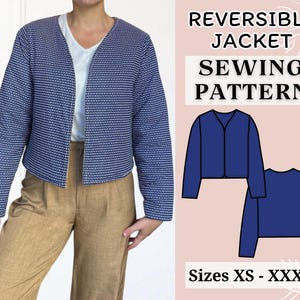 Jacket pattern | Pdf sewing pattern | Coat Sewing Pattern | Reversible jacket | women sewing pattern | Quilted jacket | Cardigan pattern
