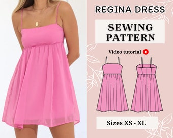 Patron de couture de robe | Robe d'été | Patron de couture PDF pour robe évasée | Patron de couture de robe de princesse | modèle de robe d'été