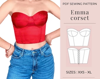 Corset sewing pattern / Bustier pattern / Sewing pattern / Top pattern / Women sewing pattern / Corset top pattern