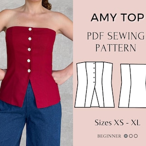 Patrón de blusa para mujer / Patrón de costura en PDF / Patrón de costura de blusa / Patrón de blusa de verano / Patrón de costura de blusa / Patrón de costura de camisa /