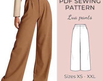 Pants sewing pattern | Hight waist pants | PDF sewing patterns | Wide Leg Pants Pattern | Trendy Pants Sewing Pattern | Women sewing pattern