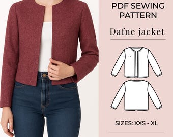 Patrón de costura para chaqueta / Patrón de costura para abrigo / Patrón de cárdigan / Patrón de chaqueta corta / Patrón de costura en PDF