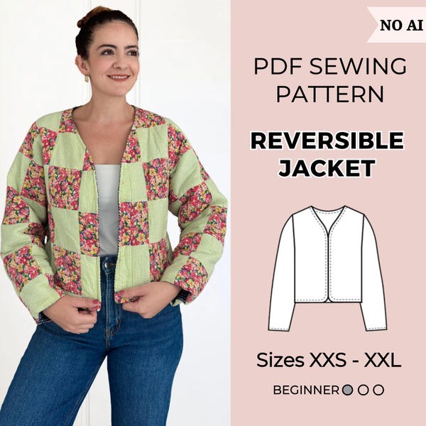 Jacket pattern | Pdf sewing pattern | Coat Sewing Pattern | Reversible jacket | women sewing pattern | Quilted jacket | Cardigan pattern