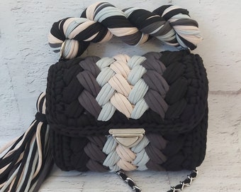 Multi Color Crochet crossbody shoulder Luxury handmade Designer women's Bag, knitted Personalized Gift bag