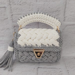 Handmade Crochet Crossbody Bag: Knitted Cotton Shoulder Bag