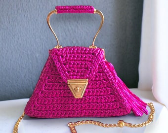 Crochet Metallic Shoulder Bag: Handmade Luxury Design