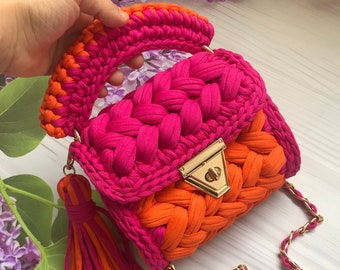 Crochet Crossbody Bag: Handmade Colorful Knitted Shoulder Bag