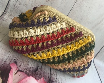 Crochet Raffia Clutch: Handmade Straw Beach Bag