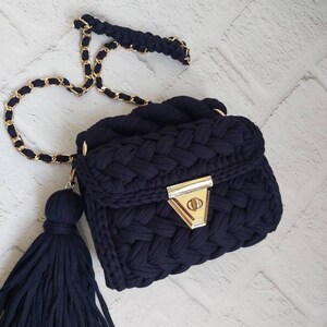 Handmade Crochet Crossbody Bag: Designer Knit Cotton Shoulder Bag