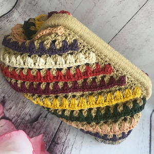 Crochet Raffia Clutch Bag: Handmade Woven Paper Straw Pouch