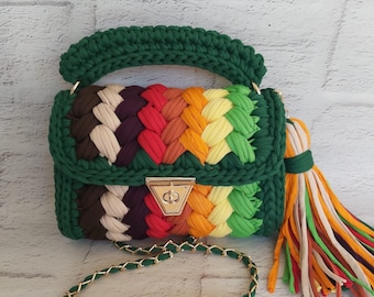 Colorful Crochet Crossbody Bag: Handmade Designer Shoulder Bag