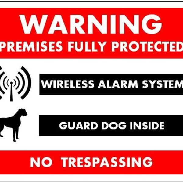 Wireless Alarm + Guard Dog Warning Security Stickers / 6 Pack + FREE Shipping