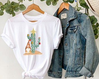 Funny Christmas Gnome Shirt: Desert Cactus Xmas Tee
