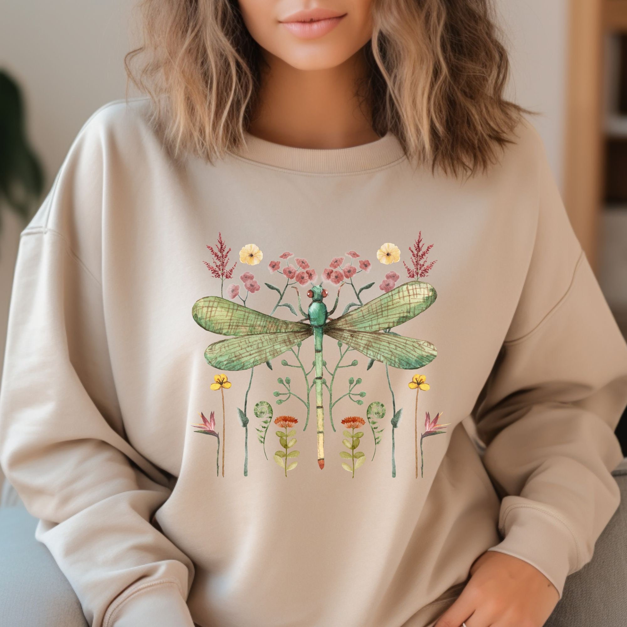 Dragonfly Sweatshirt: Vintage Cottagecore Forest Design - Etsy