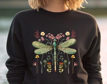 Dragonfly Sweatshirt: Vintage Cottagecore Forest Design