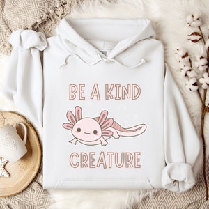 Cute Axolotl shirt, axolotl lover sweatshirt, Mexican Salamander Hoodie, gift for axolotl lover, cute pink salamander shirt, be kind shirt