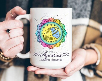 Aquarius Zodiac Mug: Colorful Astrology Coffee Cup