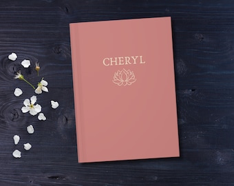 Diario de flor de loto, diario personalizado, regalo de atención plena personalizado, diario de yoga de regalo de bienestar, regalo místico de loto, regalo espiritual de loto