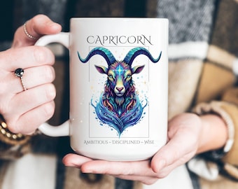 Capricorn Zodiac Coffee Mug, Horoscope Tea Cup, Astrology Gift, Personalized Capricorn Birthday Gift, Zodiac Decor, January Birthday