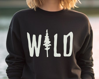 Hiking sweatshirt, outdoor adventure hoodie, wild hoodie, , camping sweatshirt, bushcraft gift, forager hoodie, pine tree sweatshirt.